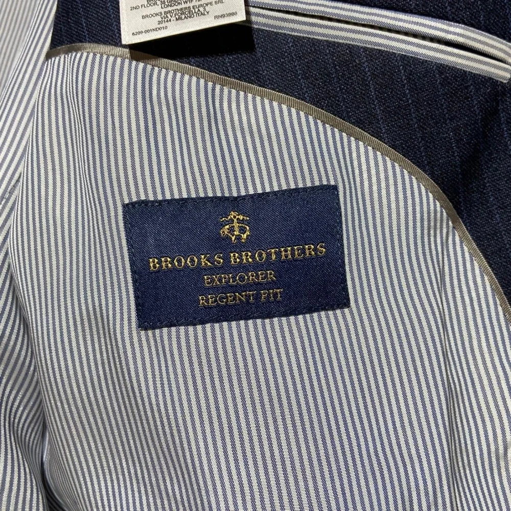 Brooks Brothers Explorer Regent Fit Pinstripe Wool Blend Sport Coat‎ Blazer 46R